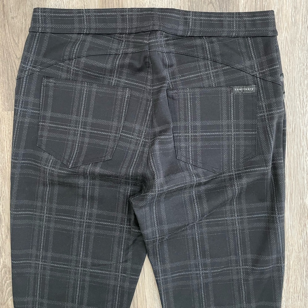 Sanctuary Plaid Leggings Black Grey Women’s Small Stretch Pants - Picture 4 of 8